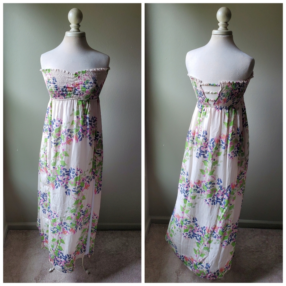Plum Pretty Sugar Smocked Bandeau Maxi Dress Large XL